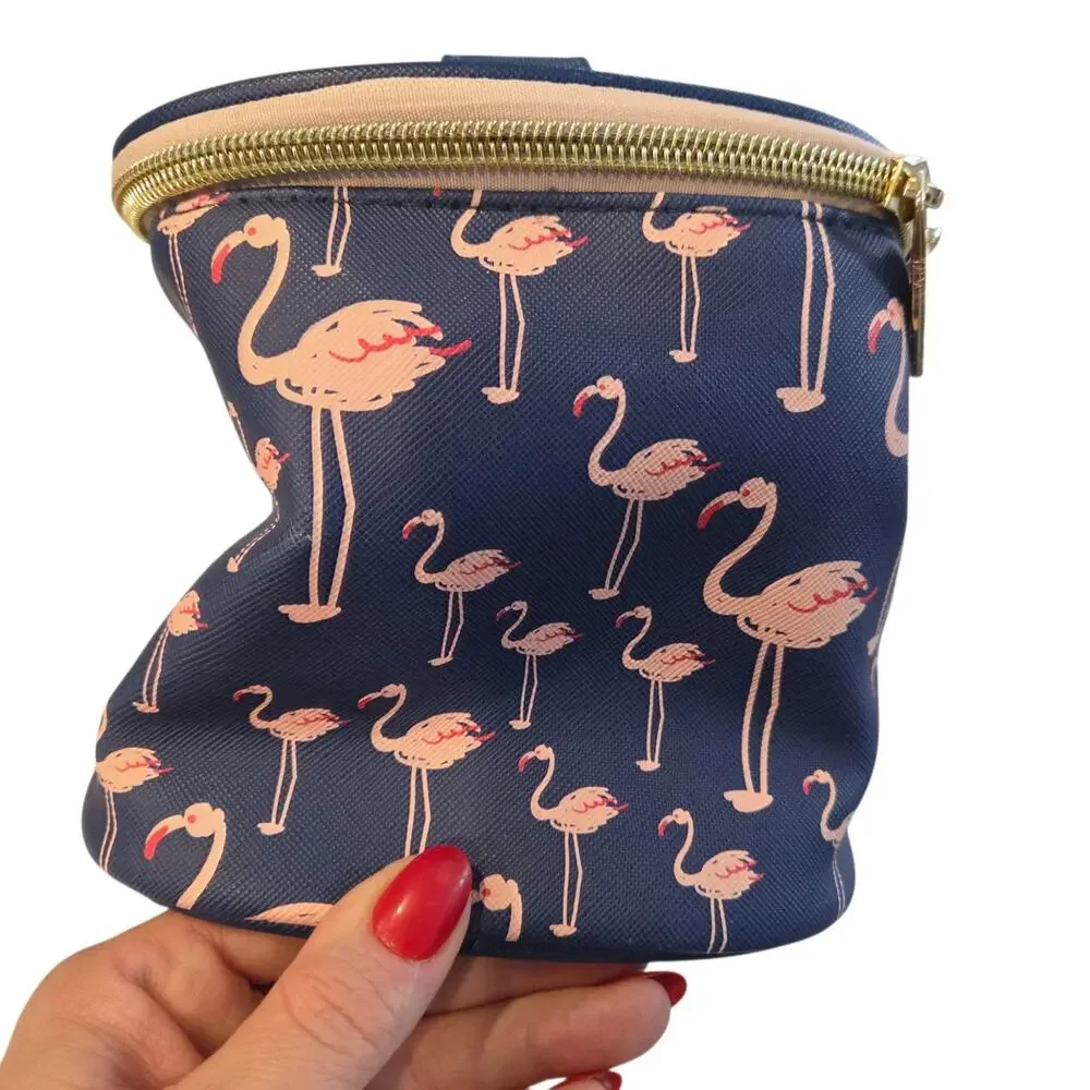 Clementine & Jane Flamingo Print Makeup Toiletries Dop Kit Lined Zipper Bag